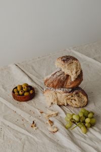Kaboompics - Artisan Bread, Grapes, and Olives Picnic Still Life