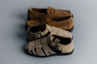 Kaboompics - Layered Brown Loafers and Beige Woven Sandals