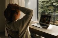 Kaboompics - Woman Working On Laptop Home Office By Window