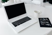 Kaboompics - Workplace with laptop on table at home