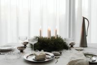 Kaboompics - Wide White Christmas Dinner Table with Advent Wreath, Pitcher and Gift