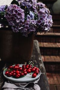 Kaboompics - Fresh Cherries on a simple plate
