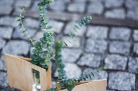 Kaboompics - Eucalyptus Branches in Small Glass Vases Against Cobblestone