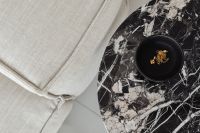 Kaboompics - Round Marble Side Table With Jewelry Bowl
