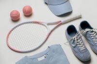 Kaboompics - Blue Sportswear and Tennis Accessories Flat Lay
