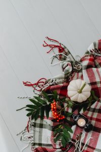 Kaboompics - Autumn Flat Lay With White Pumpkins and Rowan Berries