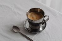 Kaboompics - Chrome Coffee Cup and Spoon Close-Up