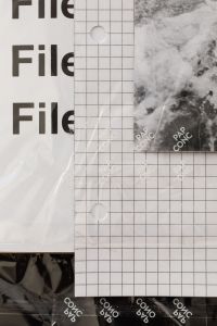 Kaboompics - Experimental Paper Collage with Grid Paper Transparent Film and Black and White Photo