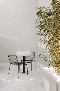 Kaboompics - Snowy Patio Chairs and Table Beside Bamboo