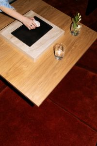 Kaboompics - Hand Placing Stone On Tray Minimal Table Styling Scene