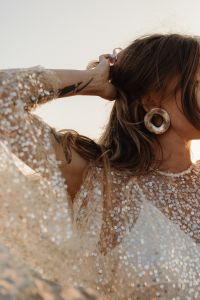 Kaboompics - Sequin Dress Fashion Detail with Statement Earring