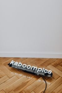 Kaboompics - Neon Kaboompics on wooden parquet flooring