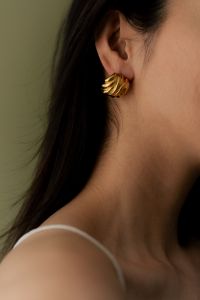 Kaboompics - Gold Statement Earrings Close Up