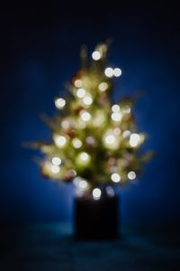 Blurred Christmas Tree Lights on Navy Blue
