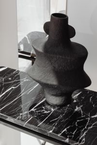 Kaboompics - Black Ceramic Vase On Nero Marquina Marble Console