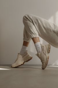 Kaboompics - White Joggers and Chunky Sneakers in Motion