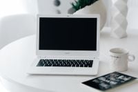 Kaboompics - Workplace with laptop on table at home