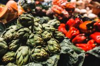 Kaboompics - Artichokes and Red Peppers at La Boqueria Market
