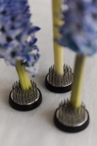 Kaboompics - Kenzan Flower Frogs with Blurred Blue Hyacinth Stems