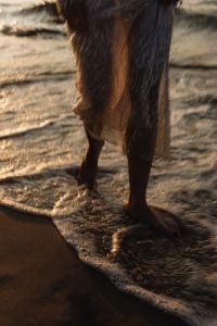 Kaboompics - Barefoot Woman Standing in Ocean Foam at Golden Hour