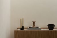 Kaboompics - Japandi Home Decor with Candles, Sculptural Tray and Ceramic Vessel