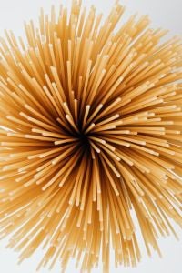 Kaboompics - Centered Spaghetti Burst on White for Vertical Menu and Recipe Graphics