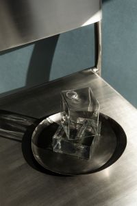 Kaboompics - Glass Cube and Chrome Tray Still Life