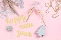 Kaboompics - Pink New Year Party Decorations with Champagne Glasses