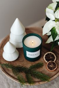Kaboompics - Green and Black Candles with Poinsettia and Christmas Decor