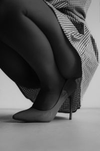 Kaboompics - Black and White Polka Dot Heels With Tights