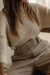 Kaboompics - Quiet Luxury Fashion with Knit Sweater and Tailored Pants