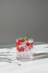 Kaboompics - Sparkling Raspberry Drink With Rosemary