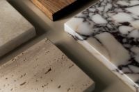 Kaboompics - White Marble and Porous Travertine Tiles in a Neutral Material Flat Lay