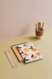 Kaboompics - Fruit Pattern Notebooks with Pen Cup