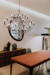 Kaboompics - Sculptural Multi-Bulb Chandelier over Modern Dining Room