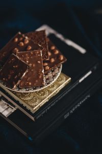 Close up a nut chocolate bar