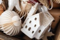 Kaboompics - White Christmas House Ornament with Neutral Decor
