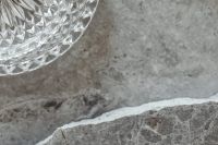Kaboompics - Neutral Gray Stone and Marble Background with Crystal Dish and Copy Space