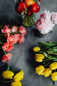 Kaboompics - Three Flower Bouquets on a Dark Gray Background