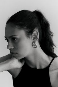 Kaboompics - Black and White Portrait of Woman Wearing Silver Earring