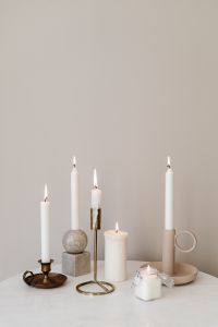 Kaboompics - White Christmas Candles With Neutral Copy Space
