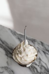 Kaboompics - Whipped Cream Dessert in Silver Bowl with Spoon