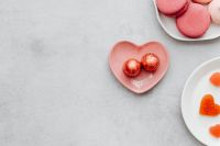 Kaboompics - Valentine Sweets Flatlay With Heart Chocolates and Red Gummies