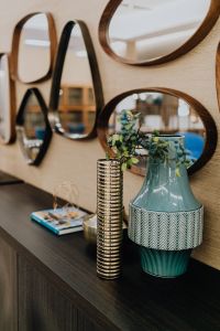 Kaboompics - Decorative Vases and Round Mirrors on Contemporary Console