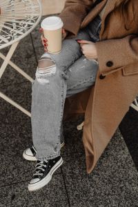 Kaboompics - Woman Holding Takeaway Coffee in a Casual Autumn Outfit