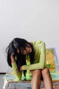 Kaboompics - Futuristic Neon Green Fashion Scene with an Asian Model