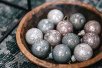 Kaboompics - Textured Silver and Rose Gold Baubles in Festive Close-Up