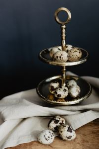 Kaboompics - Quail Eggs on a Two-Tier Serving Stand