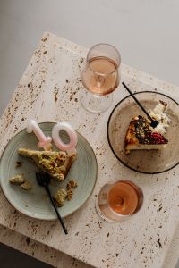 Kaboompics - Top View of Cake Slices and Pink Number Candles