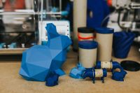 Kaboompics - Blue Low-Poly Rabbit Sculpture with Geometric Design Samples